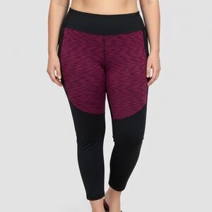😍SHOW SPECIAL - JOE FRESH ACTIVE Black and Fuchsia Leggings XL 28”